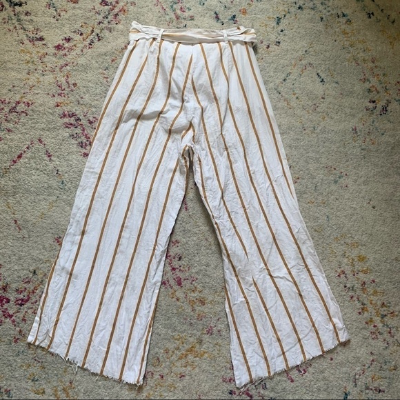 Faithfull The Brand Striped Linen Pants in Yellow & White sz 4 - Picture 3 of 4